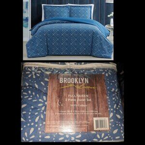 NEW Brooklyn Loom Katrine 3 Piece Duvet Set Sz Full / Queen